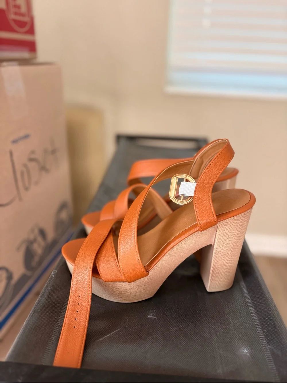 Women’s Brown Platform Slingback Heeled Sandals